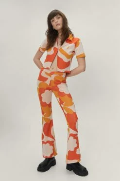 Retro Floral Print Flare